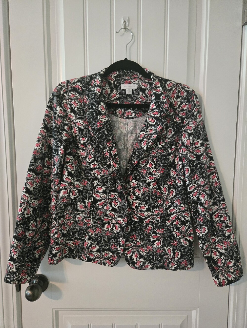Charter Club Black Blazer with Pink Floral Print
